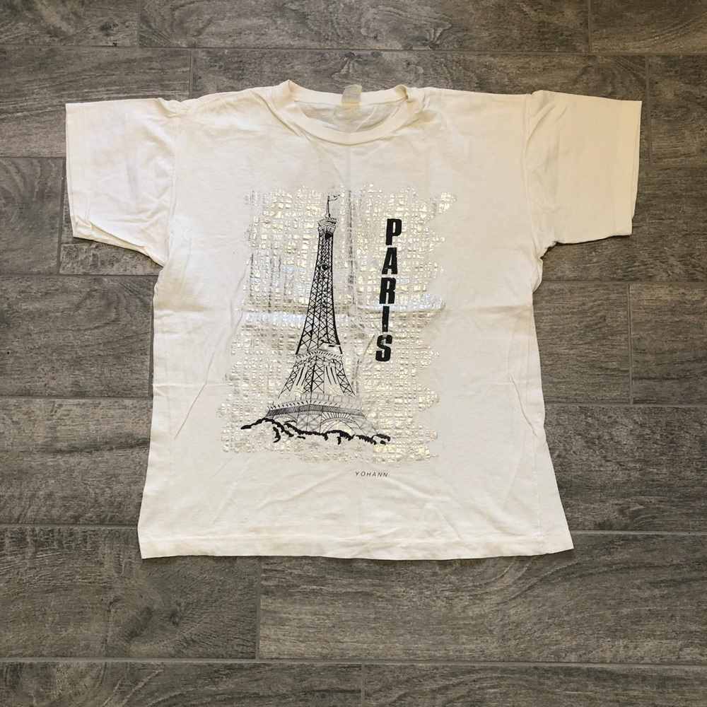 Vintage 90s Single Stitch T-Shirt Paris France by Yohann Graphic Womens Size XL